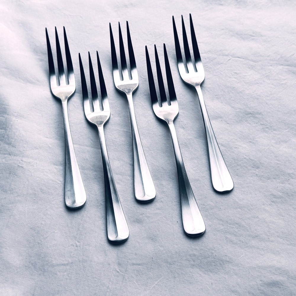 Leonard Silver Co. OLD ROCKPORT Stainless Steel Flatware Lot of 5 Salad Forks
